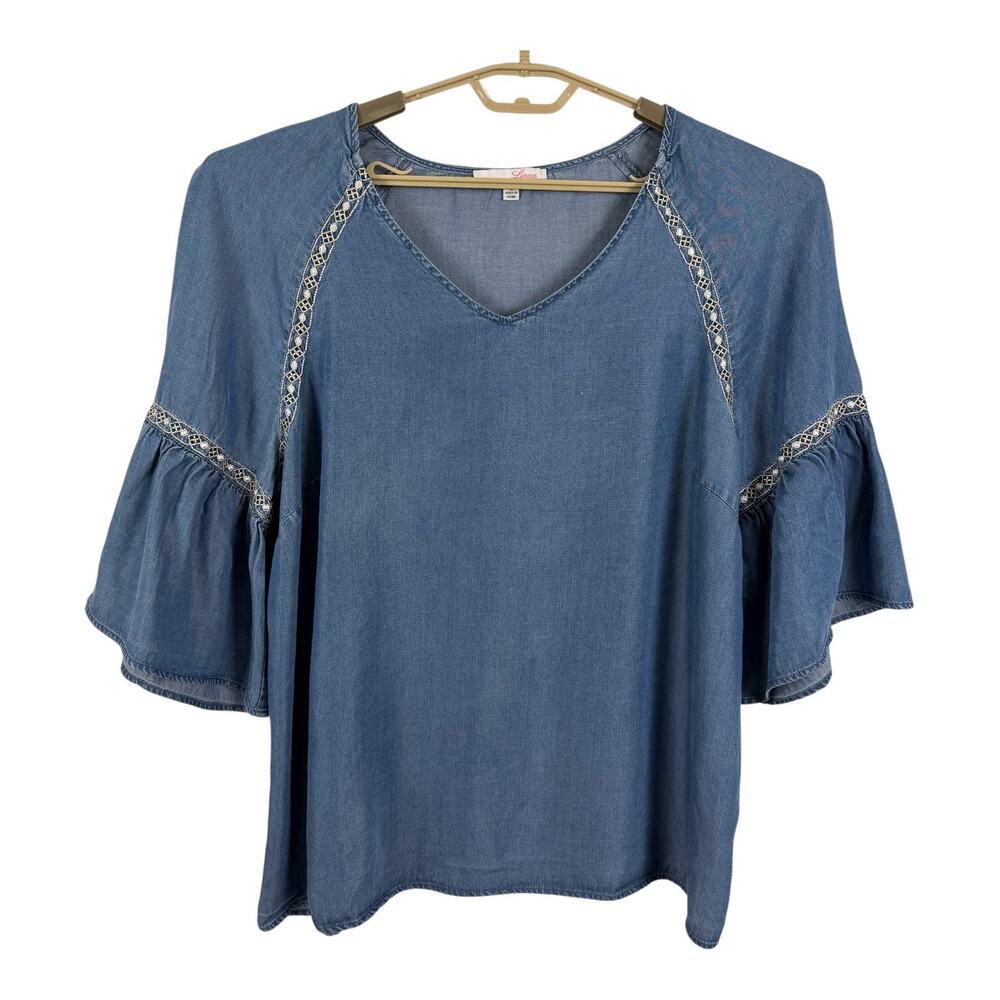 Linea Donna Women 100% Lyocell Top Size 1X Embroidered Boho Peasant Feminine